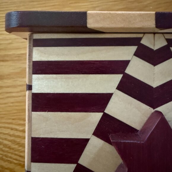 Tzedaka Charity Box Hand Crafted Mixed Hardwoods Star of David Judaica - Picture 7 of 9